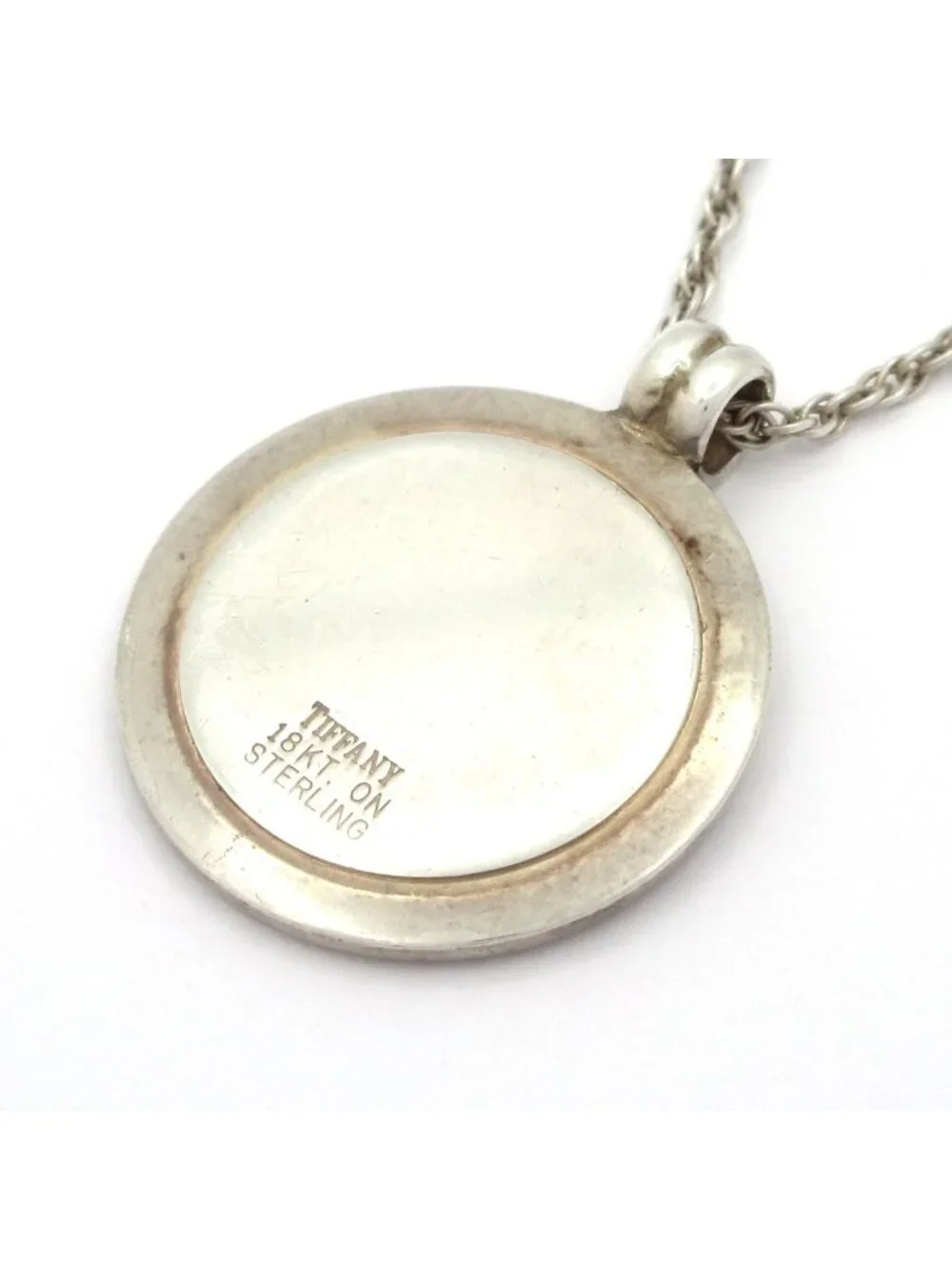 Tiffany & Co Necklace St Christopher Pendant Silver 18k Yellow Gold